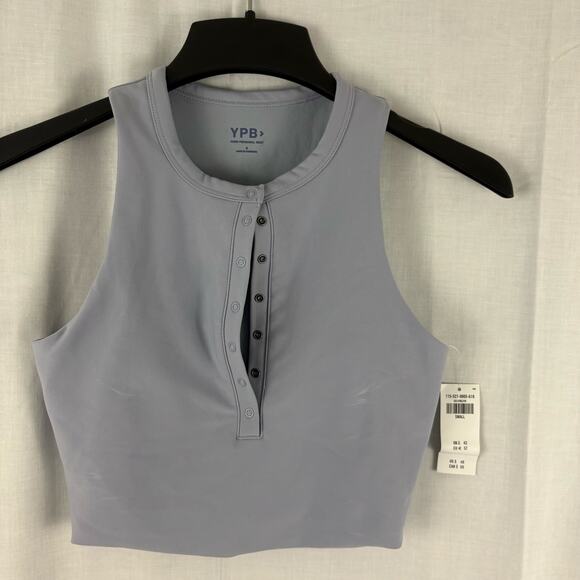 YPB Your Personal Best Snap Front Cropped Yoga Athletic Tank top NWT Small - Picture 1 of 5
